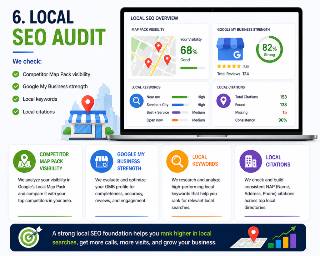 Local SEO services in mumbai- audit including Google Business Profile, map rankings, and local citations